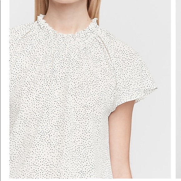 Express Tops - Express Polka Dot Ruffle Mock Neck Top 🖤